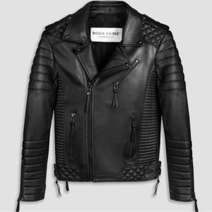 BODA SKINS Men’s Leather Biker Moto Jacket